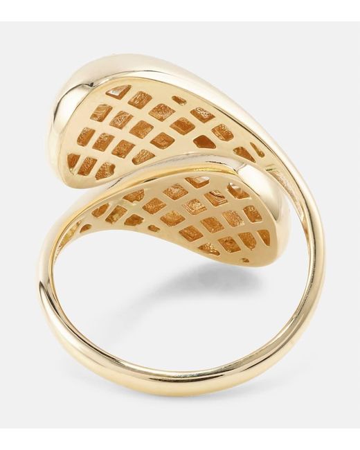 Mateo Natural Water Droplet 14kt Gold Ring With Diamonds