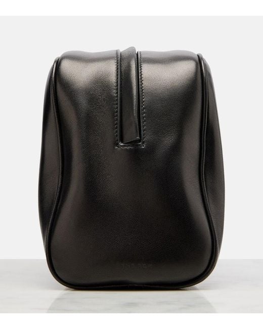 The Row Black Leila Small Leather Clutch