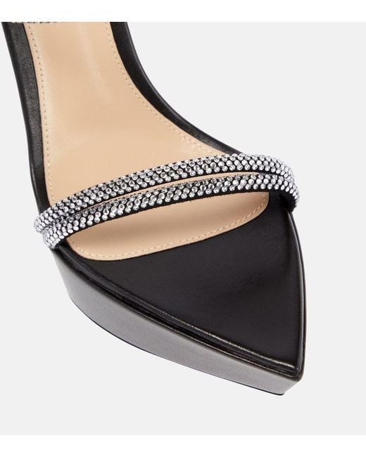 Gianvito Rossi Black Embellished Leather Platform Sandals