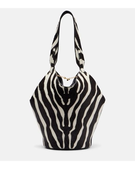 Khaite Black Lotus Mini Calf Hair And Suede Tote Bag