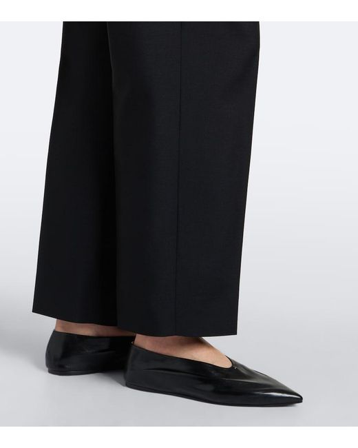 Jil Sander Black Pleated Wool And Mohair Straight Pants