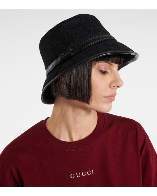 Gucci Black Hut Gg Aus Canvas Mit Leder