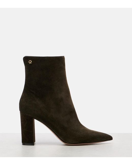Gianvito Rossi Black Lyell 85 Suede Ankle Boots