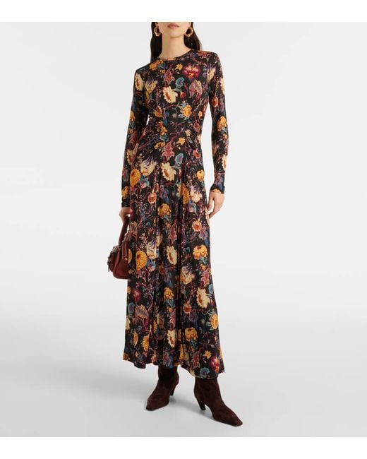 Vestido Largo Ceryse De Jersey Floral Ulla Johnson de color Black