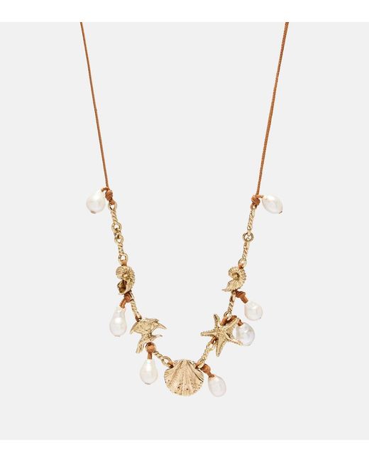 ALÉMAIS Metallic Faux Pearl Embellished Charm Necklace