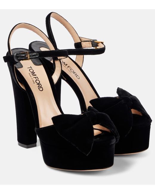 Tom Ford Black Velvet Platform Sandals