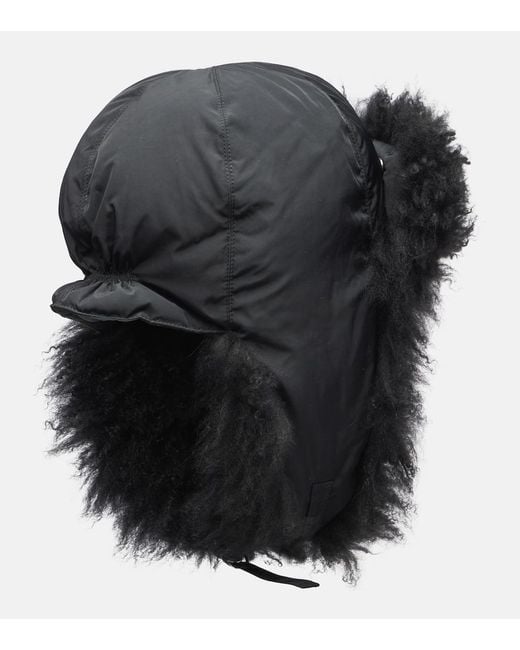 Yves Salomon Black Shearling-Trimmed Down Hat