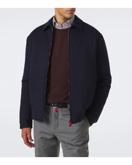 Kiton Blue Wool Bomber Jacket for men