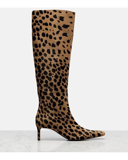 Khaite Brown Ona 55 Calf Hair Knee-High Boots