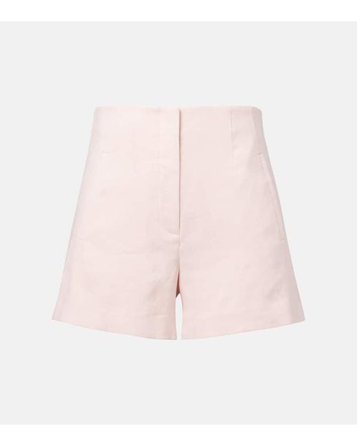 Veronica Beard Pink Jazmin High-Rise Linen-Blend Shorts