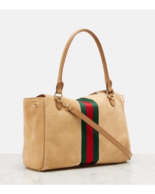 Gucci Natural Paparazzo Medium Suede Top-Handle Bag