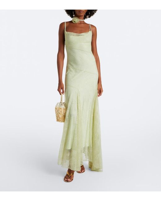 De La Vali Green Calima Lace Maxi Dress