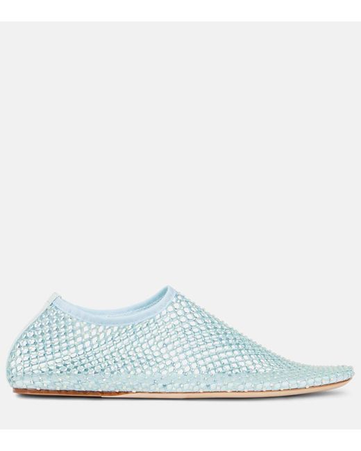 Christopher Esber Blue Slip-Ons Minette Aus Mesh Mit Kristallen