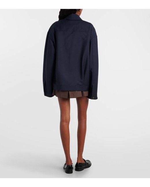 Miu Miu Blue Mohair And Wool Blouson Jacket