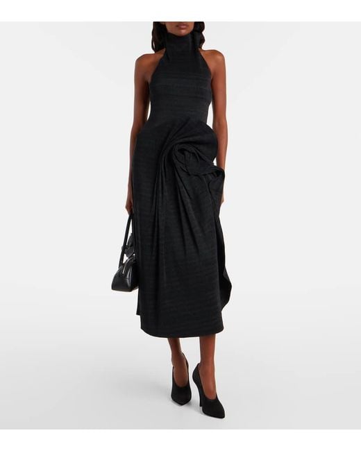 Magda Butrym Black Shirred Turtleneck Top