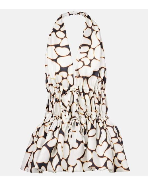 Dries Van Noten White Bedrucktes Top Aus Seiden-Twill