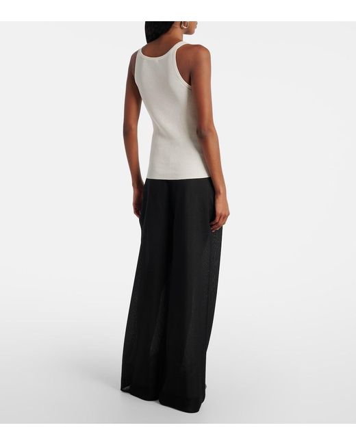 Max Mara White Helier Ribbed-Knit Cotton-Blend Tank Top