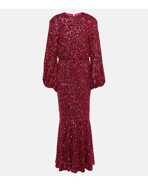 ROTATE BIRGER CHRISTENSEN Red Maxikleid Mit Pailletten