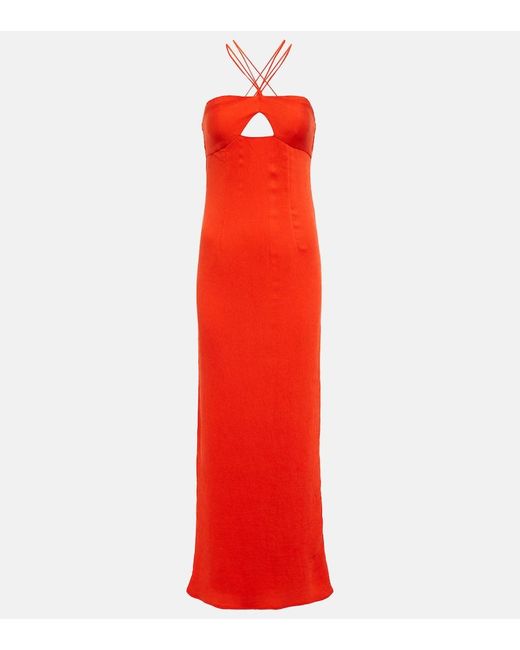Staud Red Gianna Halter Maxi Dress