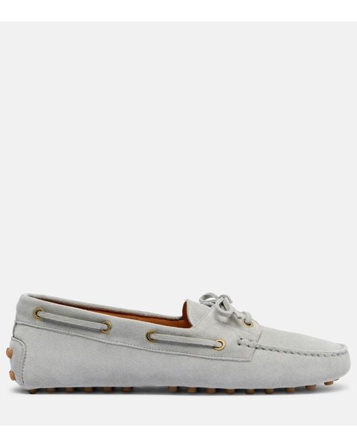 Tod's Gray Suede Driving Shoes