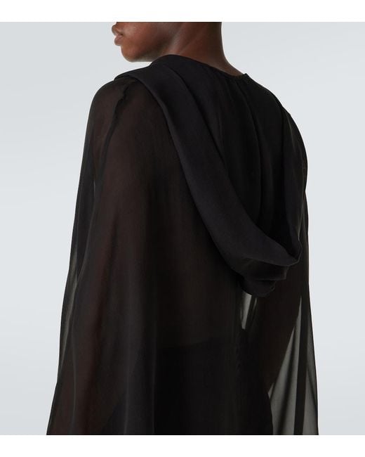 Rick Owens Gray Silk Hoodie for men