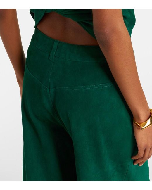 Stouls Green Mytheo Suede Wide-Leg Pants