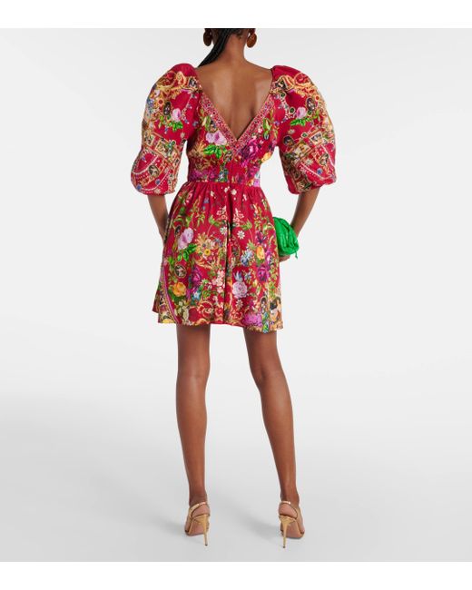 Camilla Red X Disney® Linen And Silk Minidress