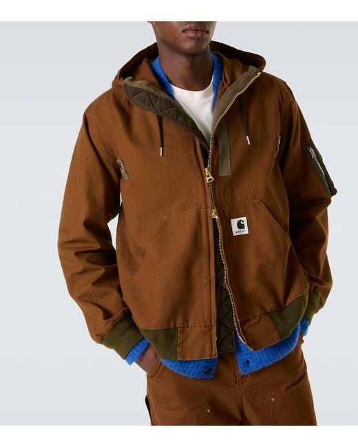 Sacai Brown X Carhatt Cotton Canvas Jacket for men