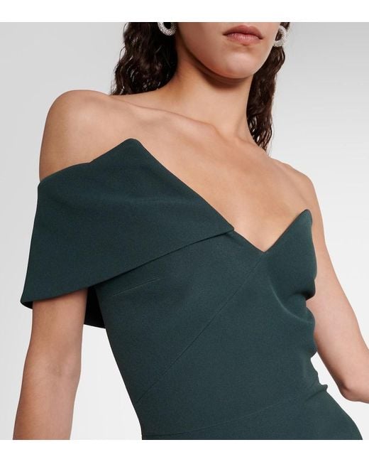 Safiyaa Green Opal Asymmetric Crepe Midi Dress