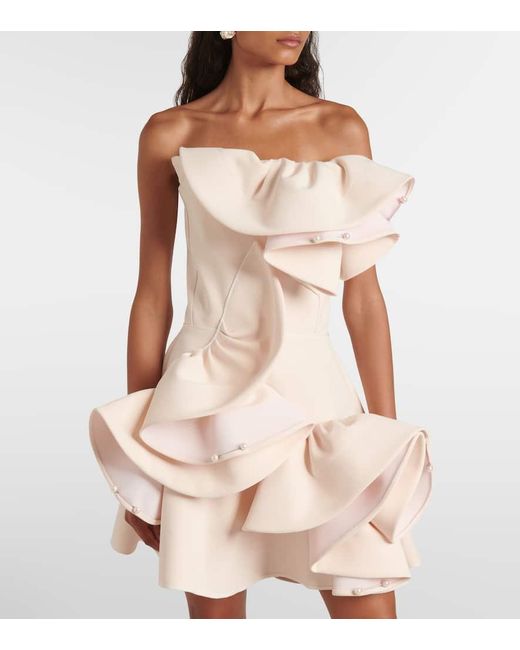 Maticevski Natural Bridal Verziertes Minikleid