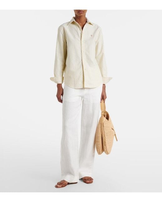 Polo Ralph Lauren White Linen Wide-Leg Pants