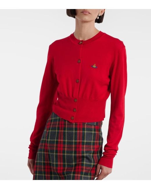 Vivienne Westwood Red Bea Cropped Wool And Silk Cardigan