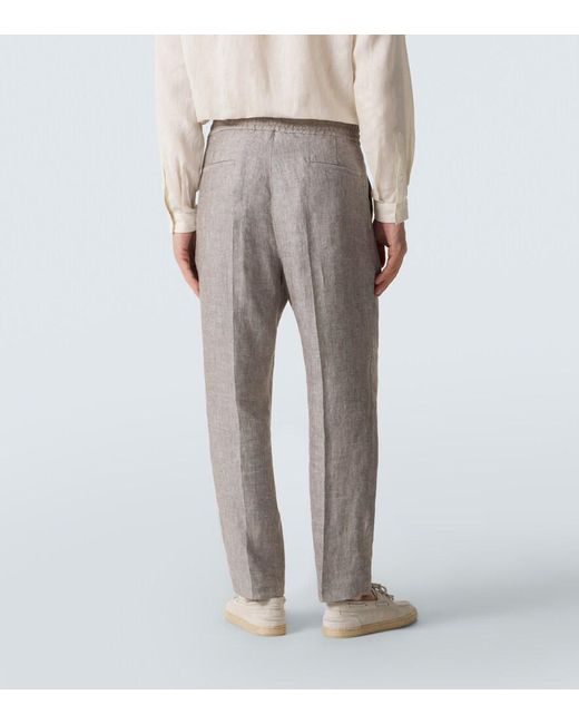 Brunello Cucinelli Gray Hemp And Linen Tapered Pants for men