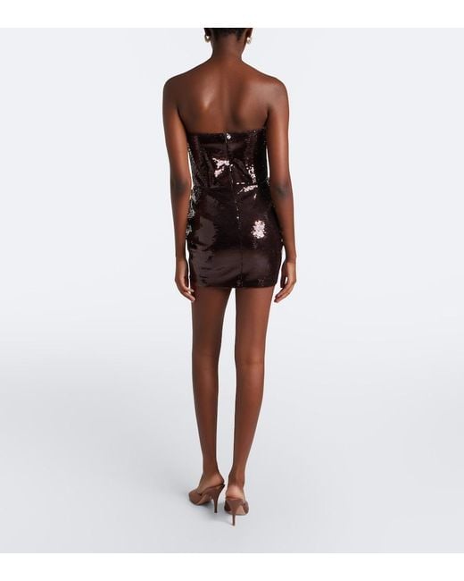 The New Arrivals Ilkyaz Ozel Black Sequined Draped Corset Dress