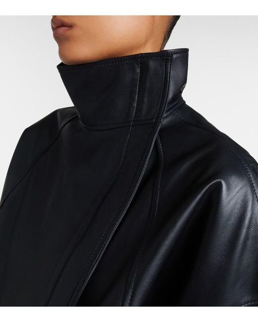 Vince Black Leather Bomber Jacket