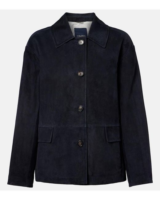Max Mara Blue Charme Suede Jacket