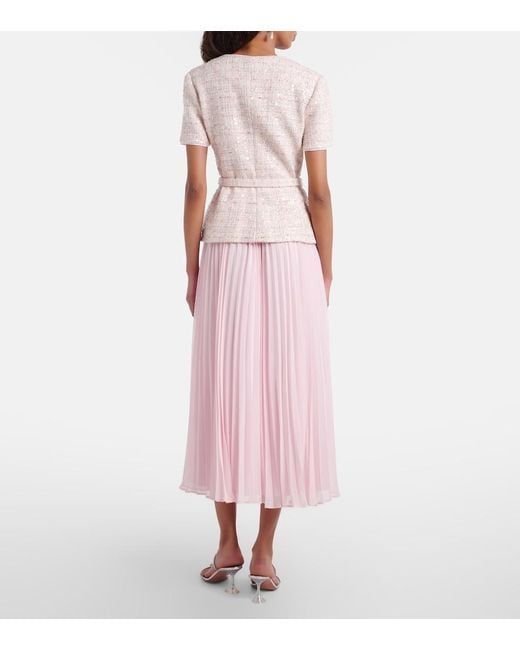 Self-Portrait Pink Embellished Midi Dress