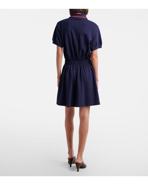 Versace Blue Greca Cotton Pique Polo Dress