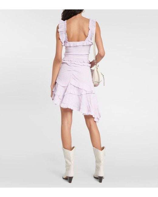 Isabel Marant Blue Gimsy Ruffle-trimmed Crepe Crop Top