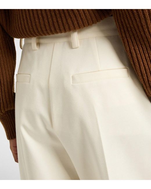 Max Mara White Molo Pleated Wool And Cotton-Blend Pants