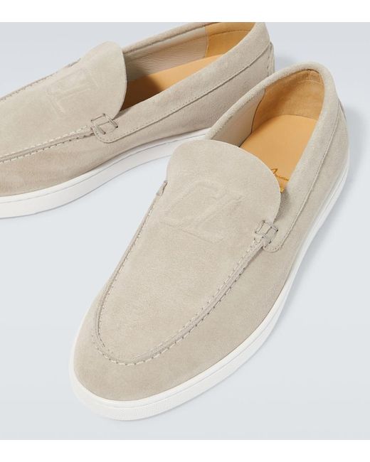 Mocassins Varsiboat En Daim Embosse Christian Louboutin pour homme en coloris White