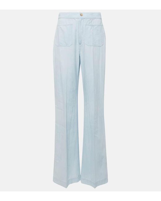 Polo Ralph Lauren Blue Weite Hose aus Baumwoll-Chambray