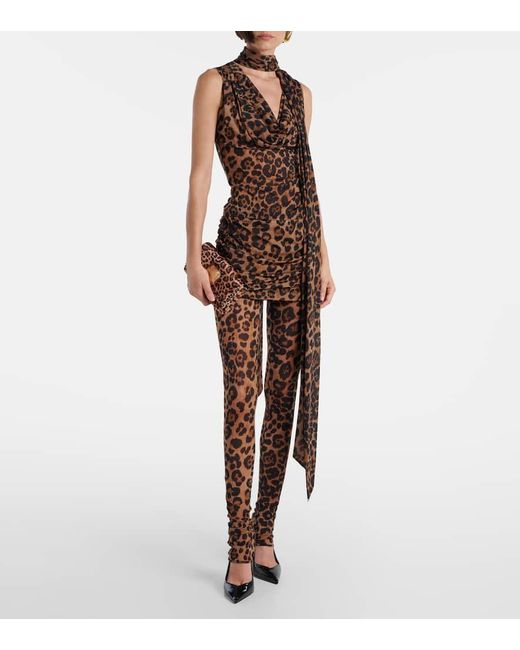 Blumarine Brown Bedruckte Leggings Aus Jersey