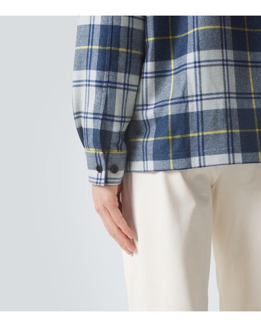 Dunhill Blue Plaid Cashmere Overshirt for men