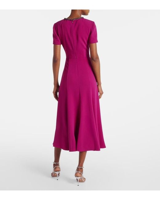 Roland Mouret Purple Cady Crystal Midi Dress