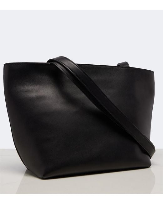 The Row Black Parker Medium Leather Tote Bag