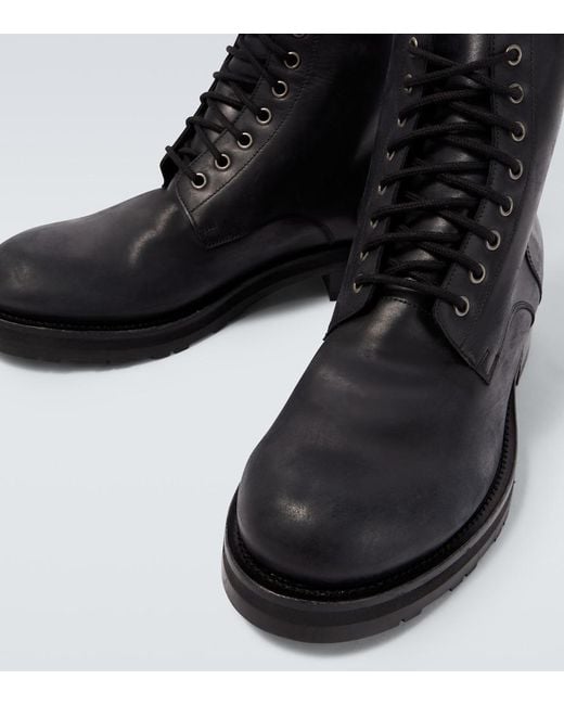The Row Black Leather Combat Boots for men