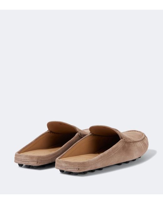 Tod's White Gommino Bubble Suede Mules for men