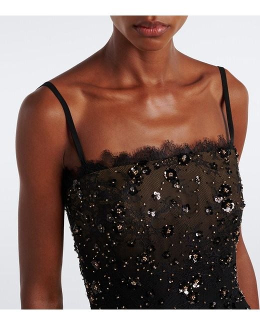 Elie Saab Black Sequined Lace Gown