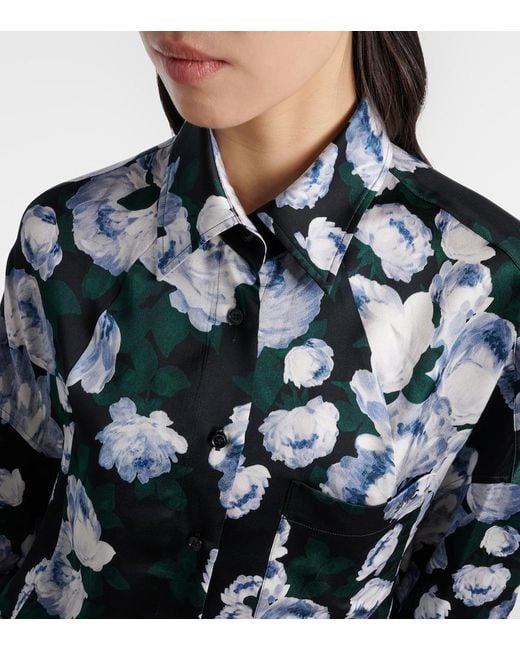 Stella McCartney Black Floral Satin Blouse
